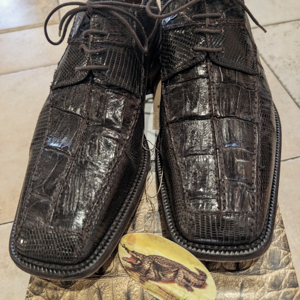 Men's Brown Crocodile & Lizard Leather Dress Shoes